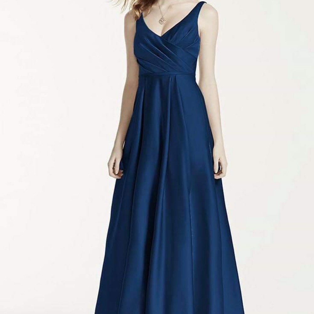 David's Bridal Marine Long Bridesmaid Dress